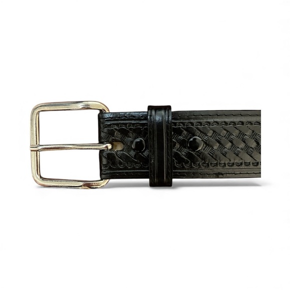 HANDMADE DEFECT Men’s Cowhide Leather Woven Silver Buckle Belt 41 inches - Picture 4 of 5